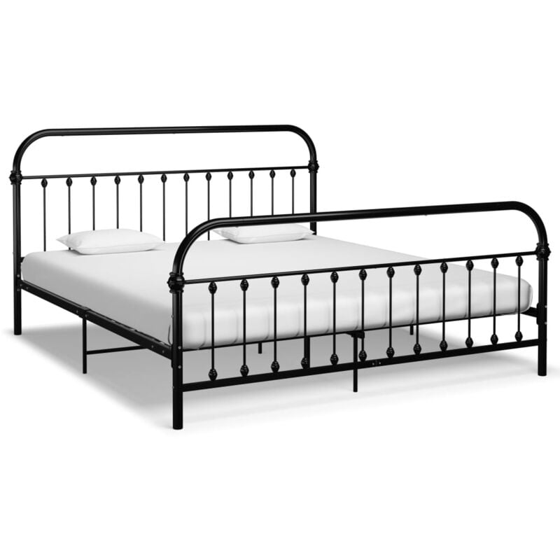 Design In - Lit double,Lit adulte,Cadre de lit Noir Métal 180 x 200 cm146739