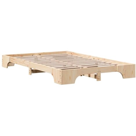 Lit double，Lit adulte，Cadre de lit Pin massif 140 x 190 cm Bois massif en pin CFW4347155