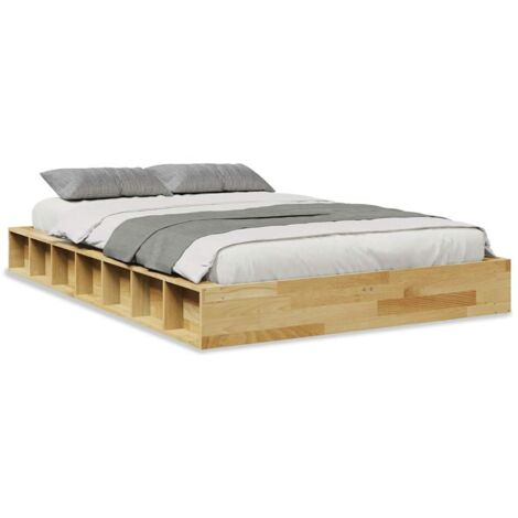 Lit double，Lit adulte，Cadre de lit sans matelas 120x200 cm bois massif de chêne CFW4841811