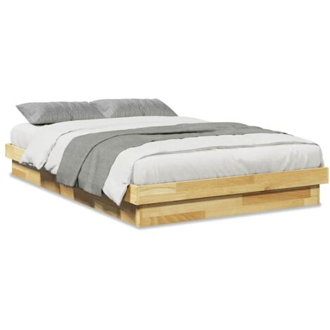 Lit double，Lit adulte，Cadre de lit sans matelas 120x200 cm bois massif de chêne CFW5568533