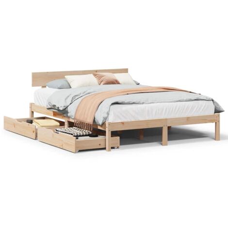 Lit double,Lit adulte,Cadre de lit sans matelas 140x190 cm bois de pin massif CFW558008