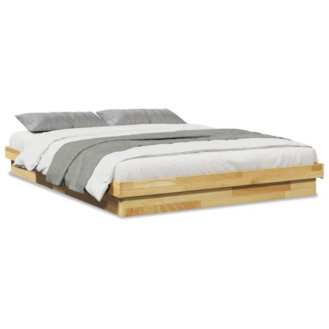Lit double，Lit adulte，Cadre de lit sans matelas 150x200 cm bois massif de chêne CFW5692375