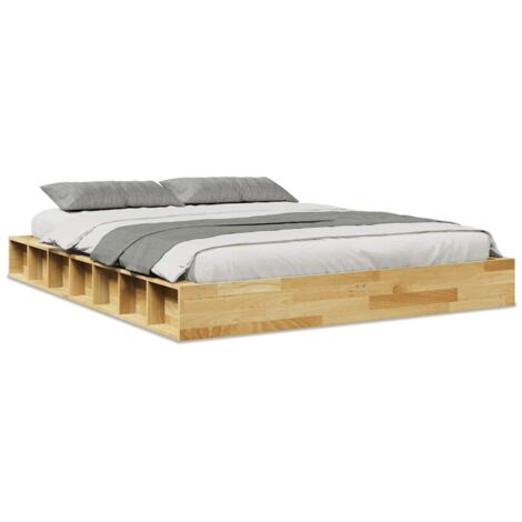 Lit double，Lit adulte，Cadre de lit sans matelas 160x200 cm bois massif de chêne CFW5049460