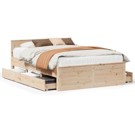 Lit double，Lit adulte，Cadre de lit sans matelas avec tête de lit 140x190cm pin massif CFW2223549