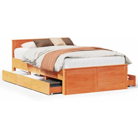 Lit double，Lit adulte，Cadre de lit sans matelas avec tête de lit brun cire 120x190 cm CFW8104254