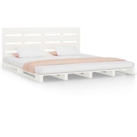Lit double,Lit adulte,Cadre de lit sans matelas blanc 140x190 cm bois de pin massif CFW9477794