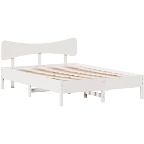 Lit double,Lit adulte,Cadre de lit sans matelas blanc 140x190 cm bois de pin massif CFW9483012