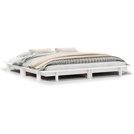Lit double，Lit adulte，Cadre de lit sans matelas blanc 160x200 cm bois de pin massif CFW1497811