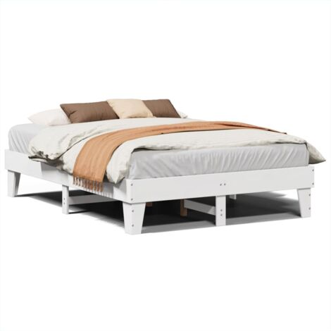Lit double，Lit adulte，Cadre de lit sans matelas blanc 160x200 cm bois de pin massif CFW1919577