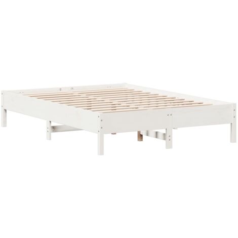 Lit double，Lit adulte，Cadre de lit sans matelas blanc 160x200 cm bois de pin massif CFW2272454