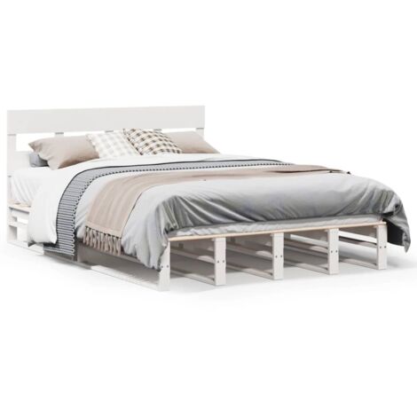 Lit double,Lit adulte,Cadre de lit sans matelas blanc 160x200 cm bois de pin massif CFW3746114