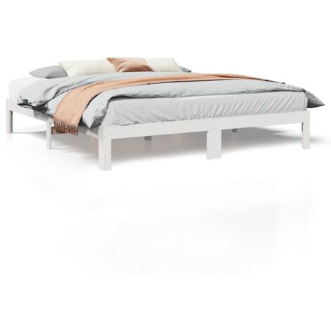 Lit double，Lit adulte，Cadre de lit sans matelas blanc 160x200 cm bois de pin massif CFW4548236