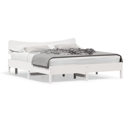 Lit double，Lit adulte，Cadre de lit sans matelas blanc 160x200 cm bois de pin massif CFW9854936