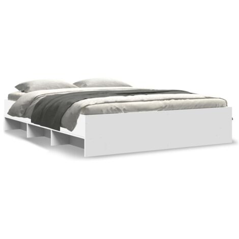 Lit double，Lit adulte，Cadre de lit sans matelas blanc 160x200 cm bois d'ingénierie CFW6877897