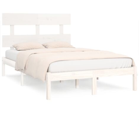 Lit double，Lit adulte，Cadre de lit sans matelas blanc 160x200 cm bois massif CFW2087501