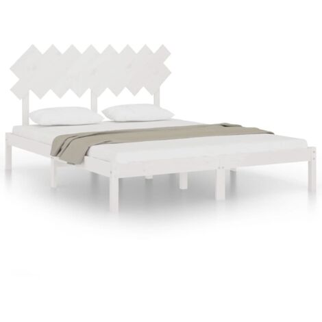 Lit double，Lit adulte，Cadre de lit sans matelas blanc 160x200 cm bois massif CFW8406560