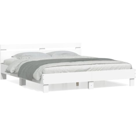 Lit double，Lit adulte，Cadre de lit sans matelas blanc 160x200 cm CFW5431650