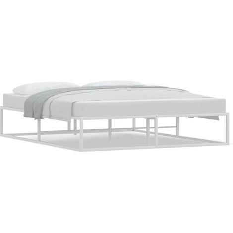 Lit double，Lit adulte，Cadre de lit sans matelas blanc 160x200 cm métal CFW9043670