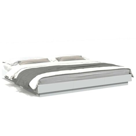Lit double，Lit adulte，Cadre de lit sans matelas blanc 200x200 cm CFW4675992