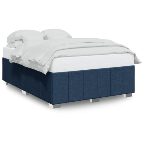 Lit double，Lit adulte，Cadre de lit sans matelas bleu 140x190 cm tissu CFW1315057