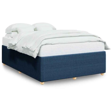Lit double，Lit adulte，Cadre de lit sans matelas bleu 140x190 cm tissu CFW2655452