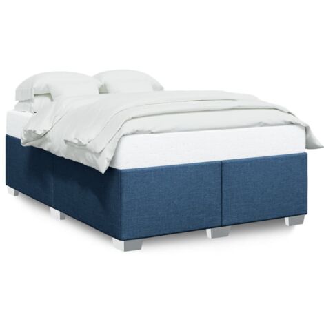 Lit double，Lit adulte，Cadre de lit sans matelas bleu 140x190 cm tissu CFW7358615