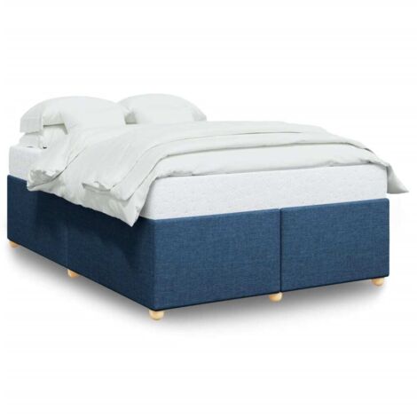 Lit double，Lit adulte，Cadre de lit sans matelas bleu 140x190 cm tissu CFW9908749