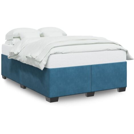 Lit double，Lit adulte，Cadre de lit sans matelas bleu 140x190 cm velours CFW1568703