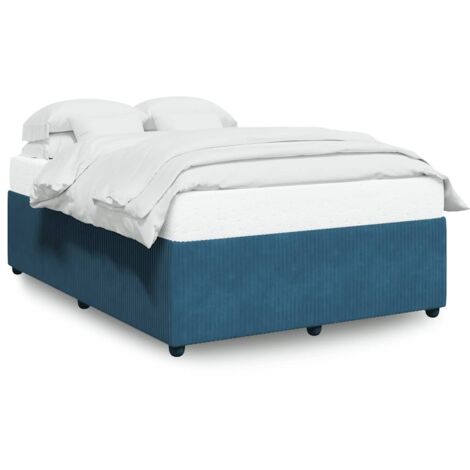 Lit double，Lit adulte，Cadre de lit sans matelas bleu 140x190 cm velours CFW5084061