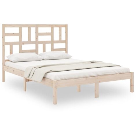 Lit double，Lit adulte，Cadre de lit sans matelas bois massif 140x200 cm CFW2159422