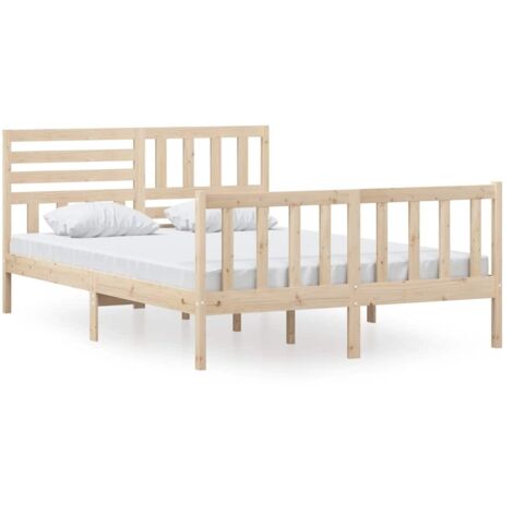 Lit double，Lit adulte，Cadre de lit sans matelas bois massif 140x200 cm CFW9435082