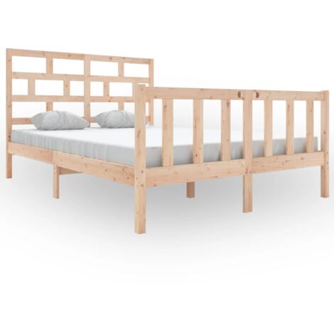Lit double，Lit adulte，Cadre de lit sans matelas bois massif 140x200 cm CFW9653395
