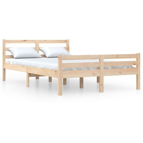 Lit double，Lit adulte，Cadre de lit sans matelas bois massif 160x200 cm CFW9044079