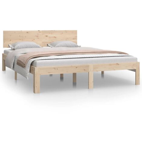 Lit double，Lit adulte，Cadre de lit sans matelas bois massif de pin 140x200 cm CFW1196551
