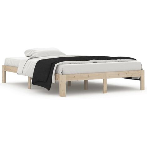 Lit double，Lit adulte，Cadre de lit sans matelas bois massif de pin 140x200 cm CFW9845612