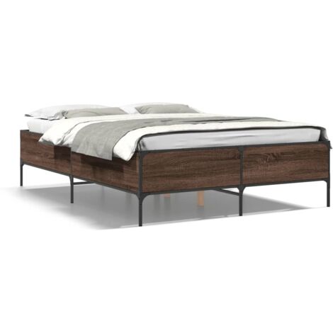 Lit double，Lit adulte，Cadre de lit sans matelas chêne marron 160x200 cm CFW7099274