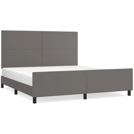 Lit double，Lit adulte，Cadre de lit sans matelas gris 160x200 cm similicuir CFW9054368