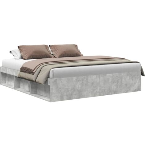 Lit double，Lit adulte，Cadre de lit sans matelas gris béton 180x200 cm CFW4473228