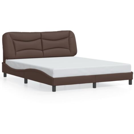 Lit double，Lit adulte，Cadre de lit sans matelas Hvar marron 160x200 cm similicuir CFW3093898