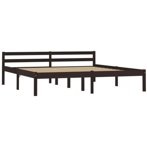 Lit double，Lit adulte，Cadre de lit sans matelas marron foncé pin massif 160x200 cm CFW2585637