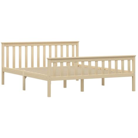 Lit double，Lit adulte，Cadre de lit sans matelas naturel bois massif de pin 160x200 cm CFW3328287