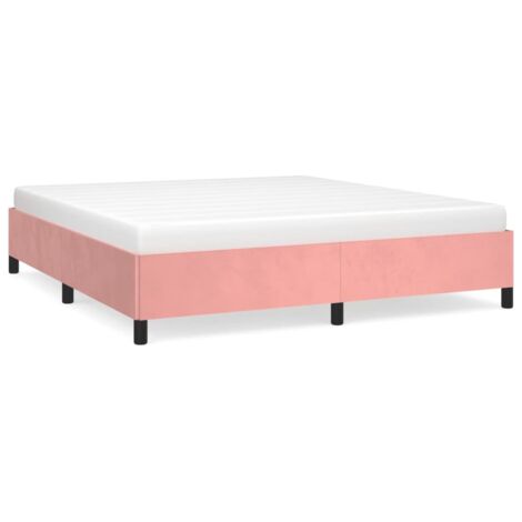 Lit double，Lit adulte，Cadre de lit sans matelas rose 160x200 cm velours CFW1962650