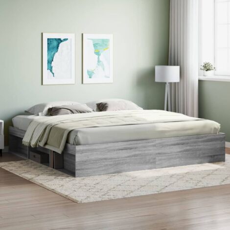 Lit double，Lit adulte，Cadre de lit sonoma gris 200x200 cm206103