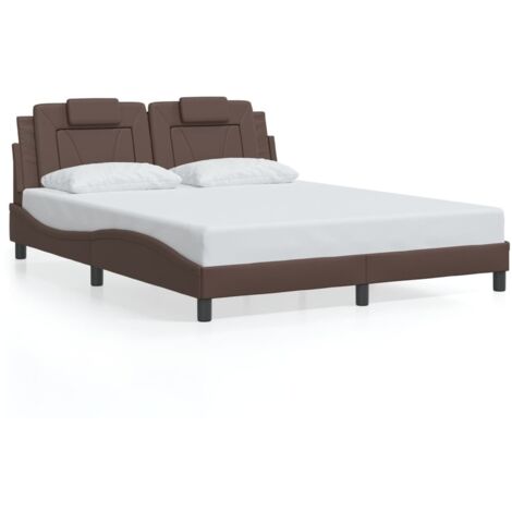 Lit double，Lit adulte，Cadre de lit Viana sans matelas marron 160x200 cm similicuir CFW6268761