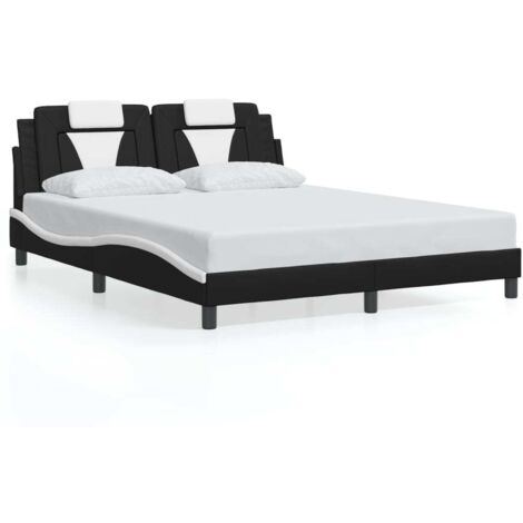 Lit double，Lit adulte，Cadre de lit Viana sans matelas noir et blanc 160x200 cm similicuir CFW7658056