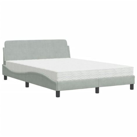 Lit double，Lit adulte，Lit avec matelas Dover gris clair 120x200 cm velours CFW338841