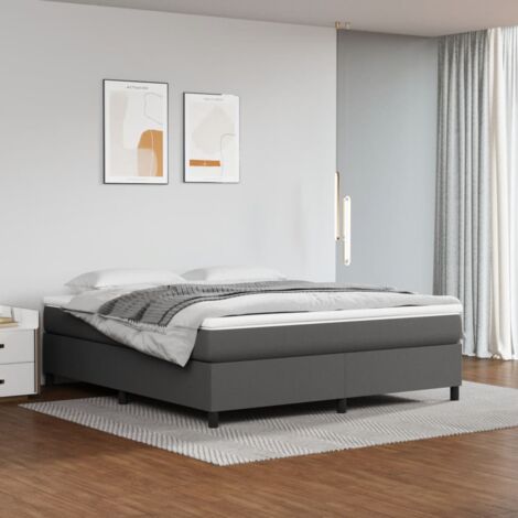 Lit double，Lit Adulte，Sommier à lattes de lit Gris 160x200 cm Similicuir127279 CFW658983