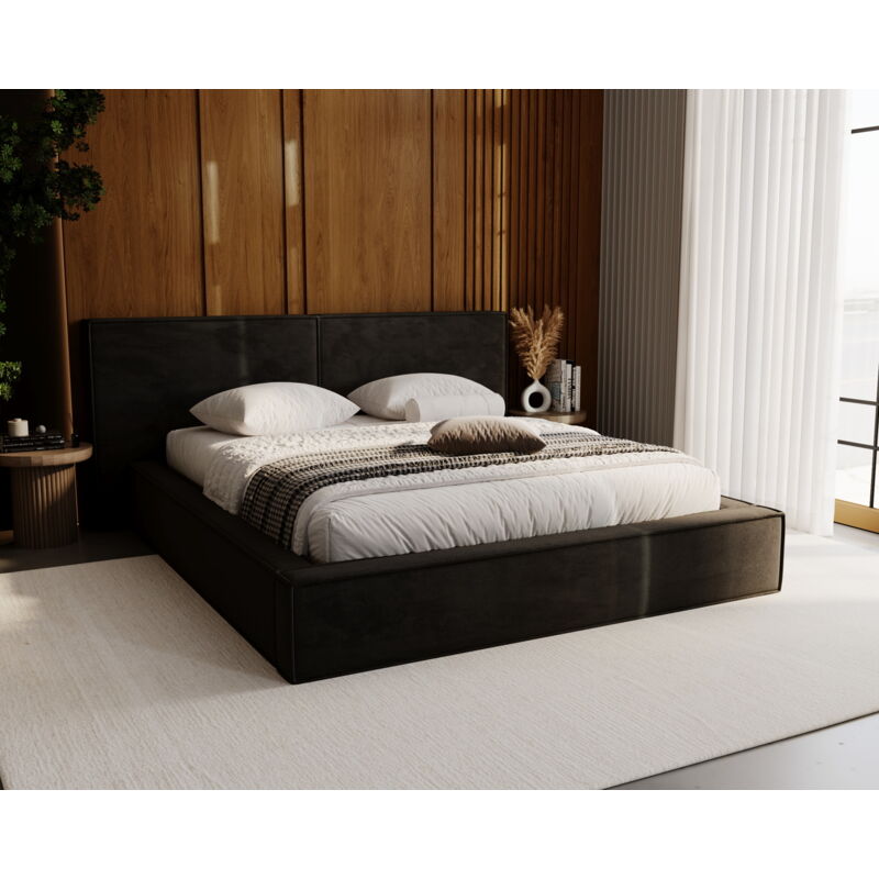 Lit 200x200 Elda - Noir (Amor Velvet 4322)