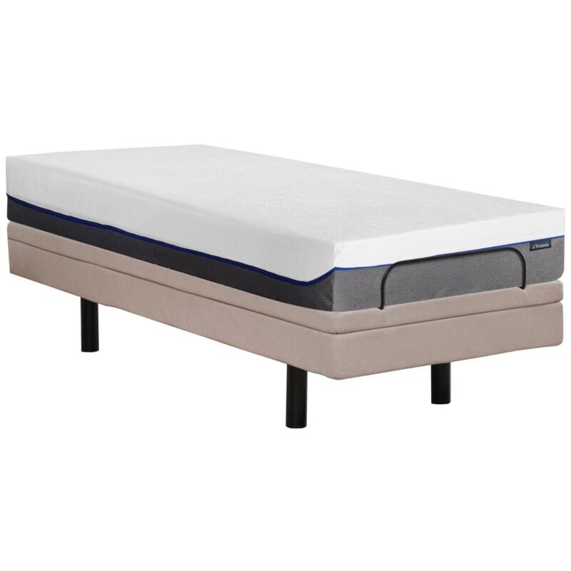 Vente-unique - Lit électrique de relaxation déco + matelas mémoire de forme - 80 x 200 cm - Tissu - Beige - menasina de dreamea