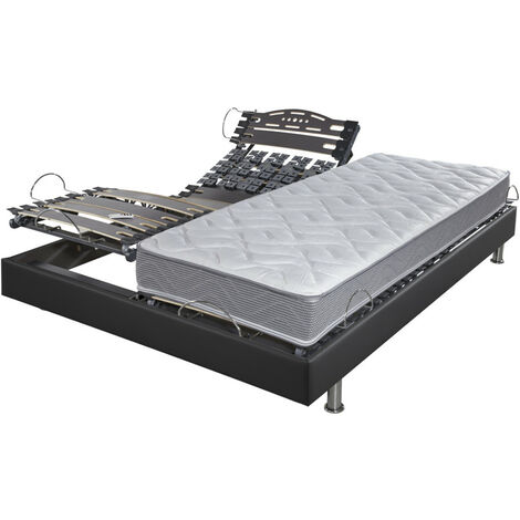 Lit électrique + matelas Storm 2x90x200 Relax Action simili gris